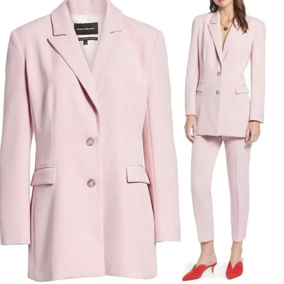 NWT Something Navy Pink Carnation Powerhouse Blazer - Picture 2 of 13